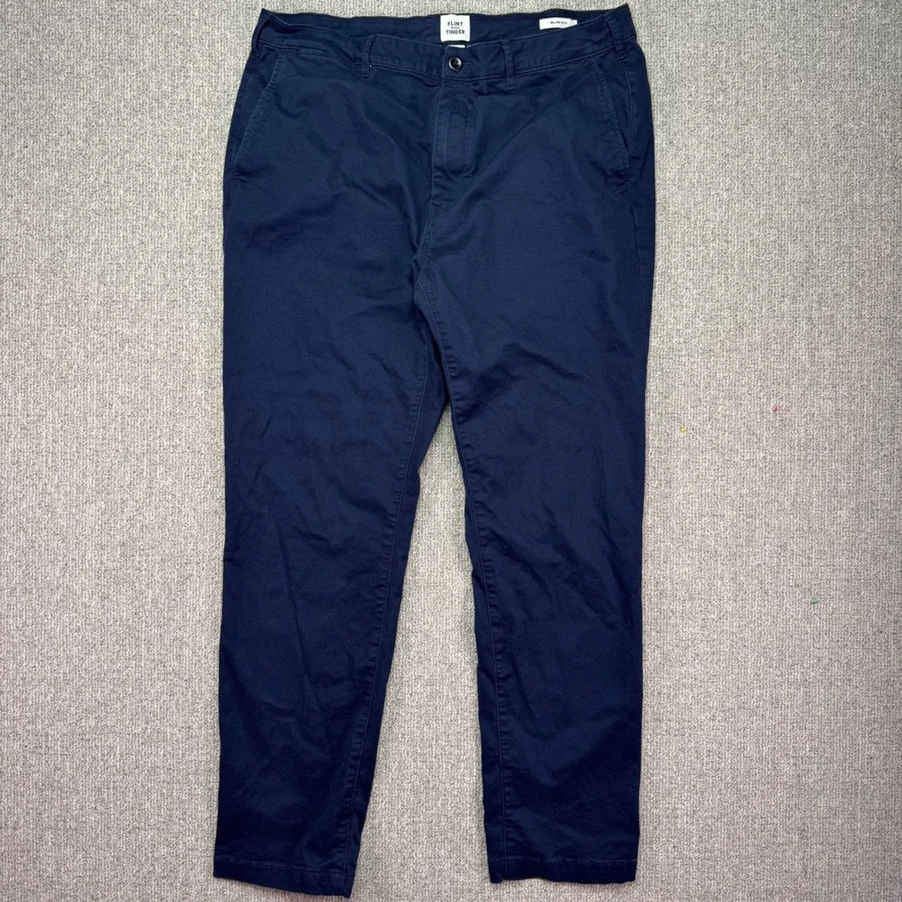 Flint and Tinder Navy Blue Slim Fit Stretch Chino Pants Men‎ Size 38x32